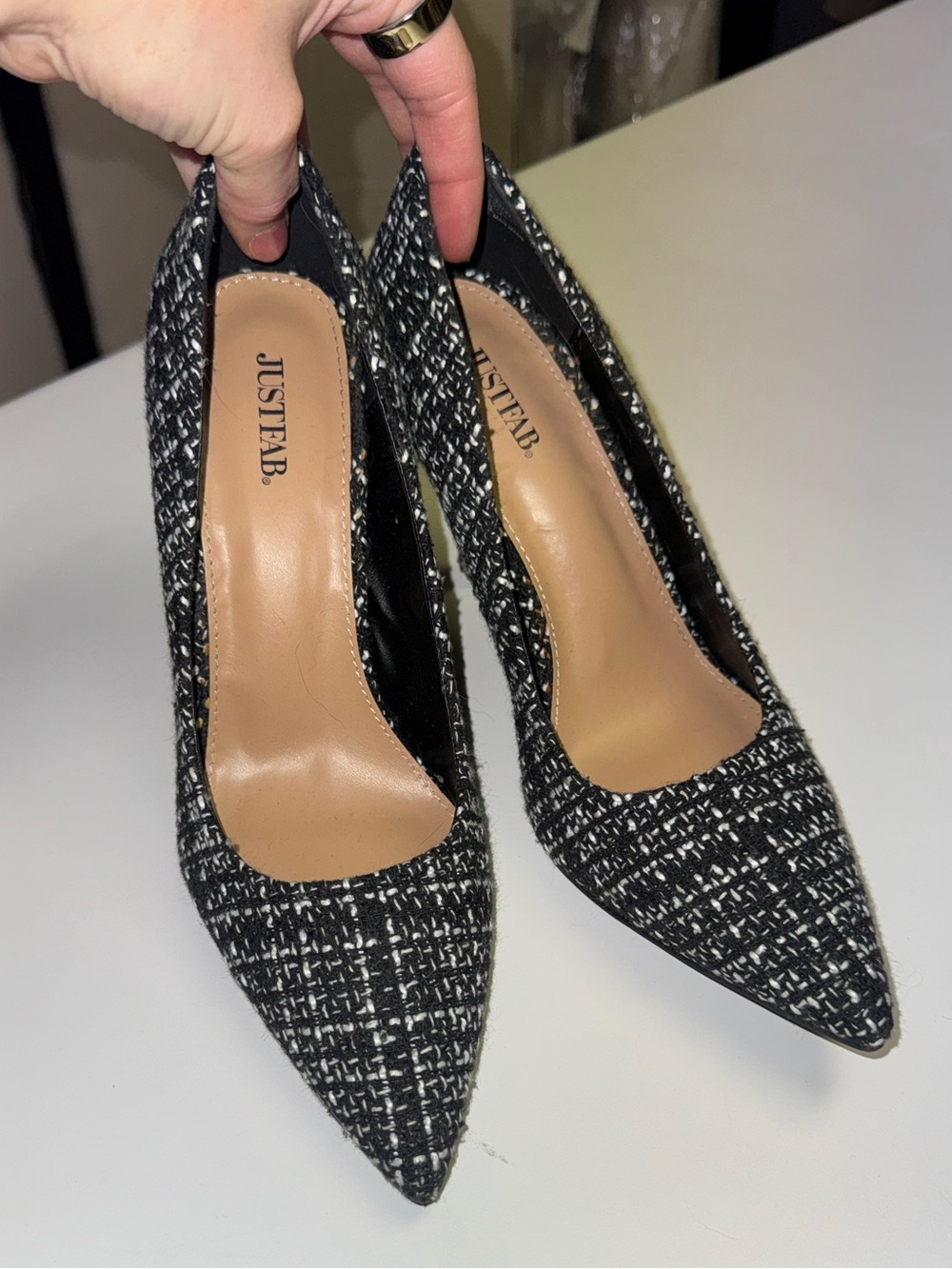 Black & White Tweed Pumps